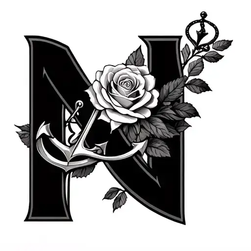 Crown Rose Letter A Infinity Symbol Anchor Hand