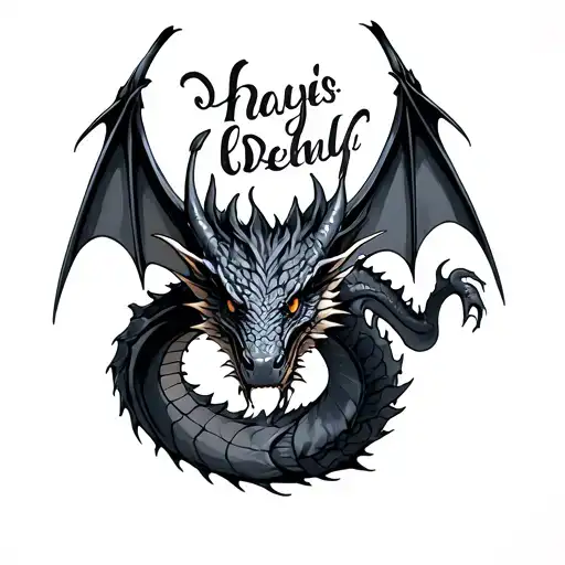 Text Written Behind Dragons
