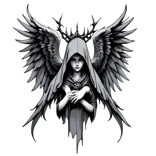Hooded Angel With Thorn Crown