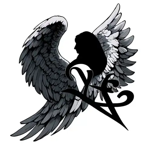 Angel Wings With Letter