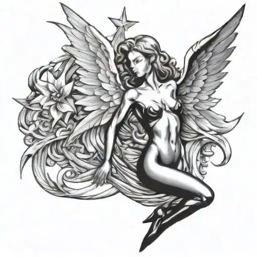 Thierry Mugler Angel Star Tattoo Design Featuring
