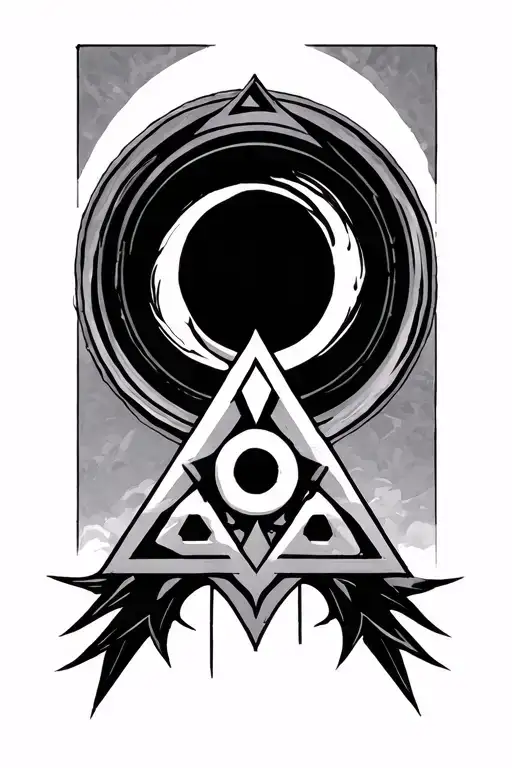 Enso Circle And Valknut Tattoo Design