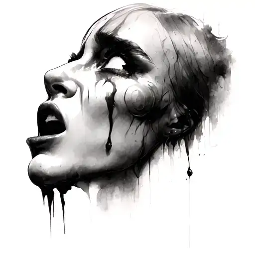 Black And Grey Realism Crying Faces