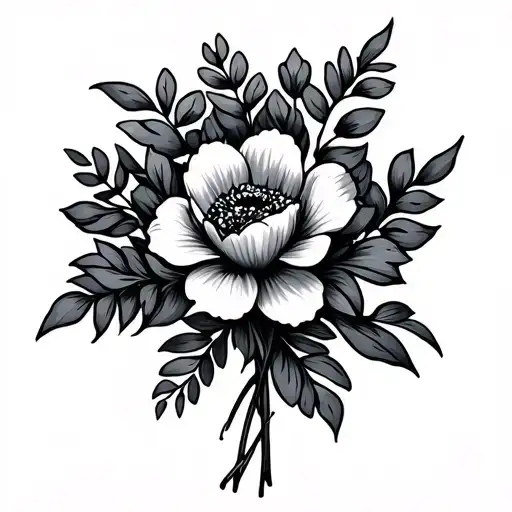 Simple Outline Flower Bouquet