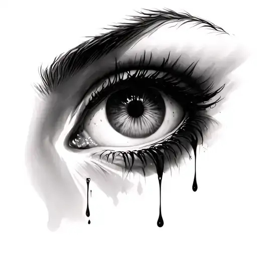Black And Grey Realism Crying Eyes
