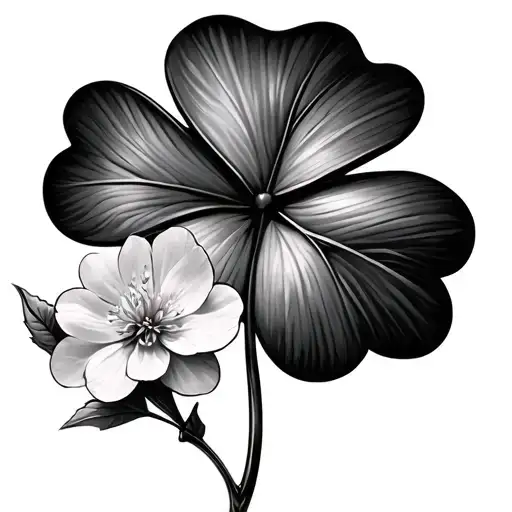 Three Leaf Clover And A Cherry Blossom