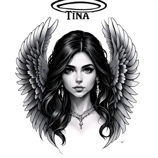 The Name Tina With Wings And A Halo