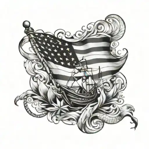 Nautical Arm Sleeve With American Flag