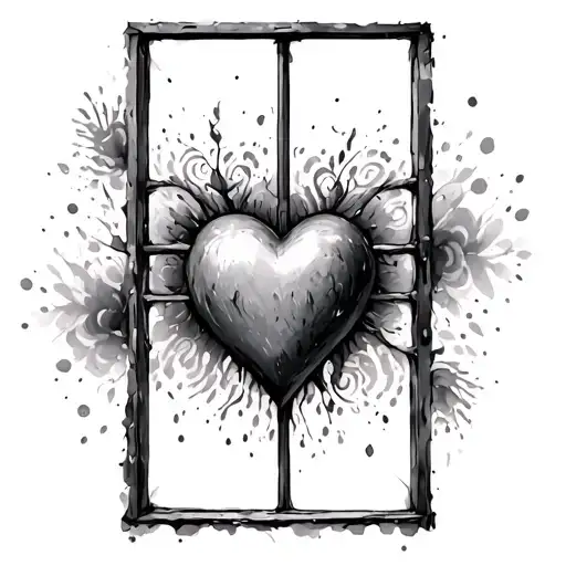 Heart Behind Misty Window With Finger Prints