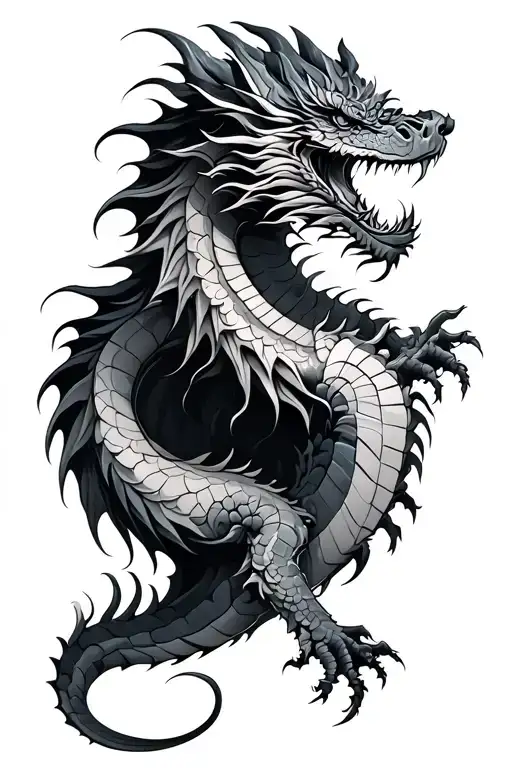 Dragon On The Back And Neck