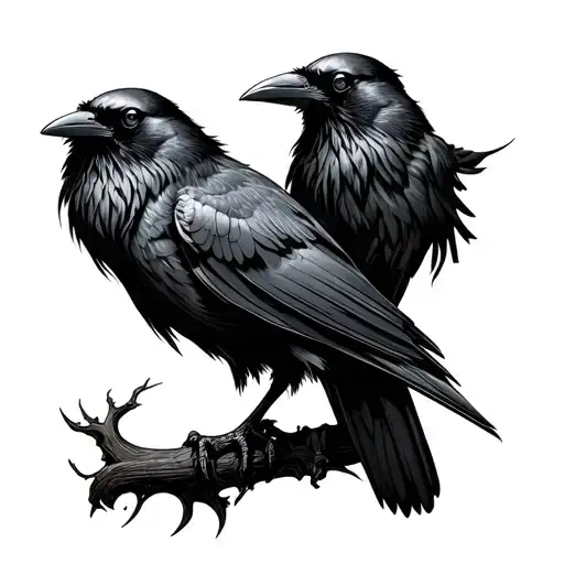 Raven Perch On Skull Face