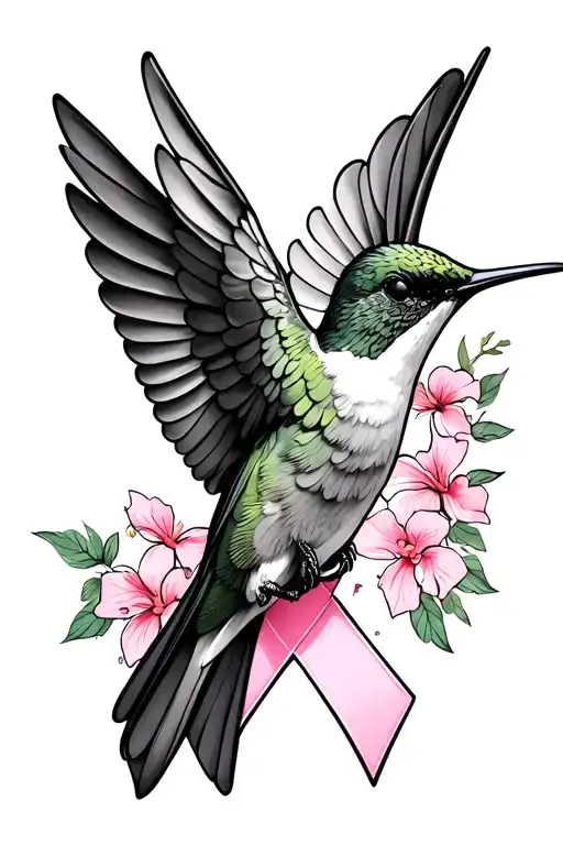 Hummingbird And Breast Cancer Ribbon