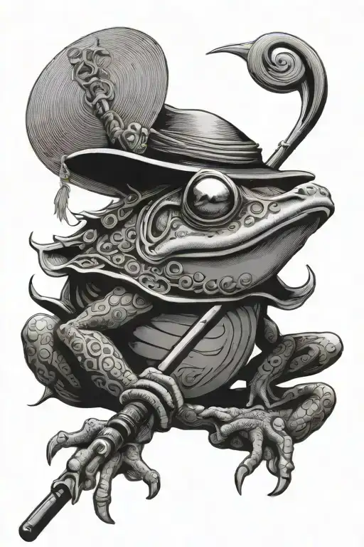 Samurai Frog Fishing Rod Straw Hat