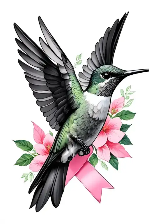 Hummingbird And Breast Cancer Ribbon