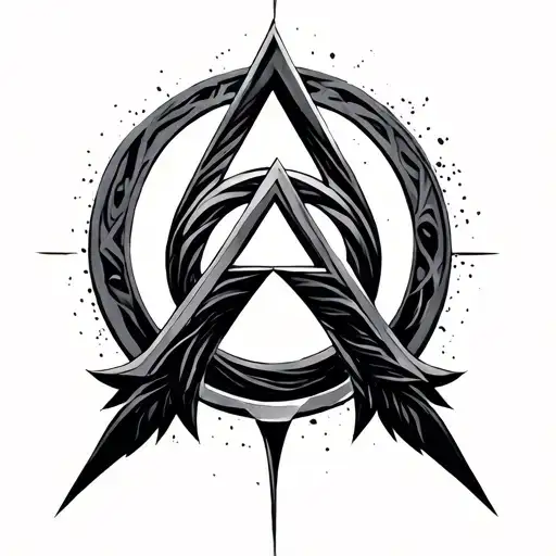 Enso Circle And Valknut Symbol Intertwined