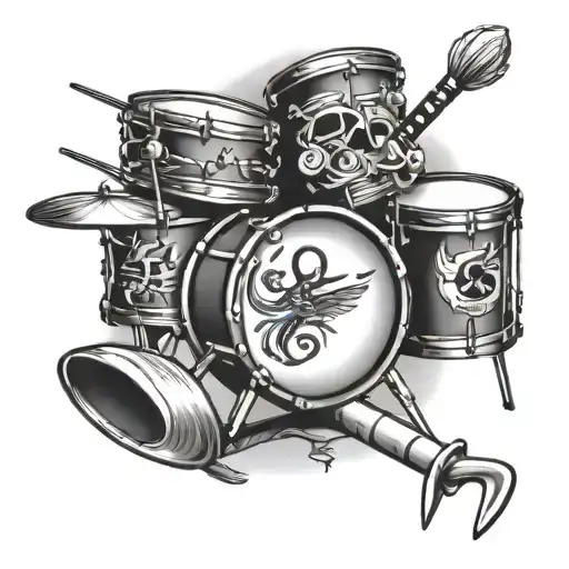 A Tattoo Featuring A Drum Surrounded By Traditional Loyalist Flute Band Motifs