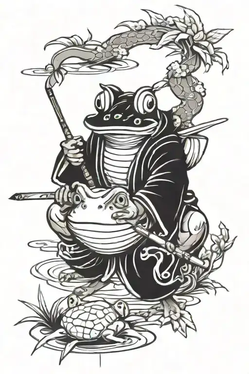 Samurai Frog Fishing Japanese Style