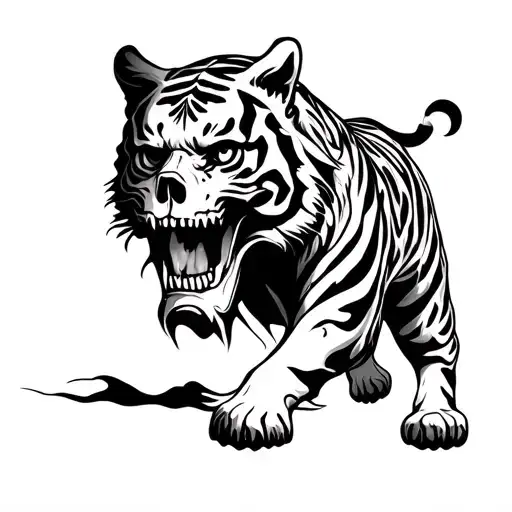 Tribal Skull Tiger Walking