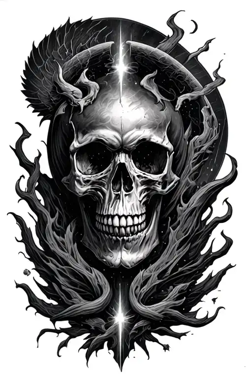 Skull With A Heaven Vs Hell