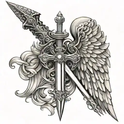 Angel Wings With Sword Thru It