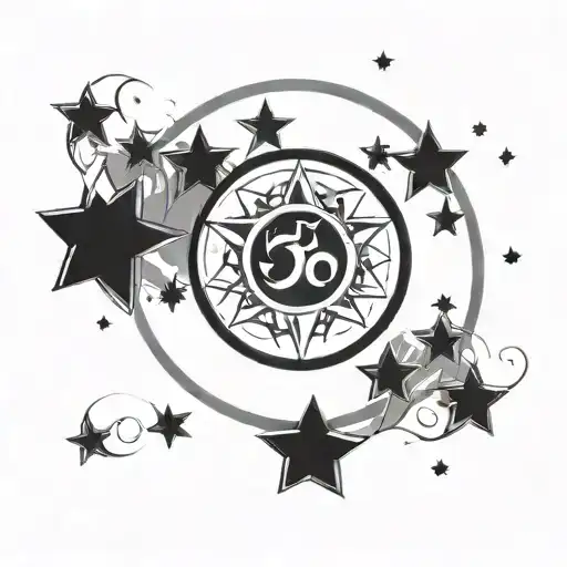 57 87 17 Stars Circle Strength Persevere Symbol