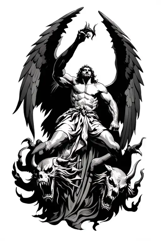 Archangel Gabriel Fighting Demons