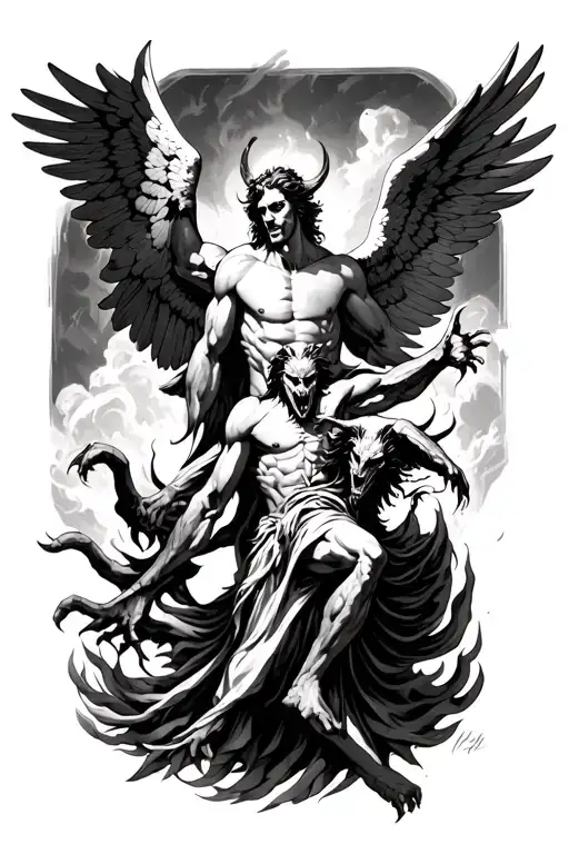 Archangel Gabriel Fighting Demons