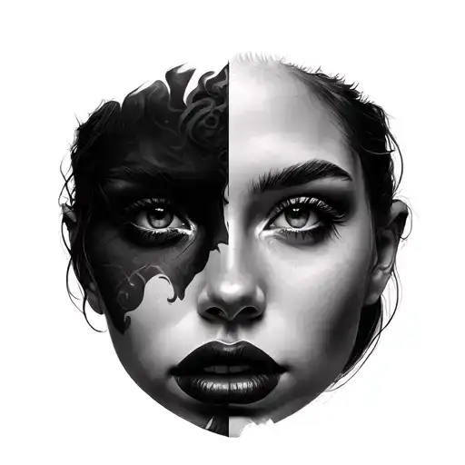 Woman's Face With Half