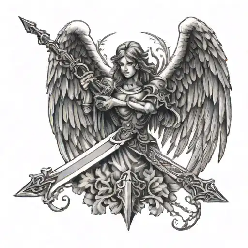 Angel Wings With Sword Thru It