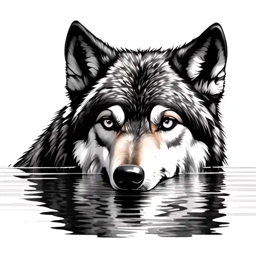 Wolf Looking Into Water