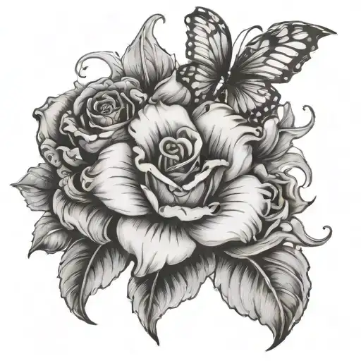 Flower Tattoo With Laugh Now Cry Later Base