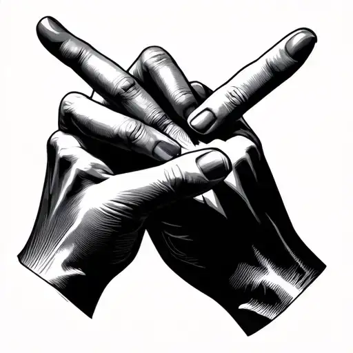 Two Hands With Point Finger Touching Thumb Interlocked
