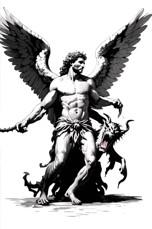 Angel Gabriel Fighting Demon