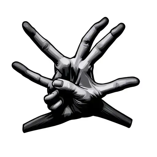 Fine Line Two Hands Making The Ok Sign Interlocked