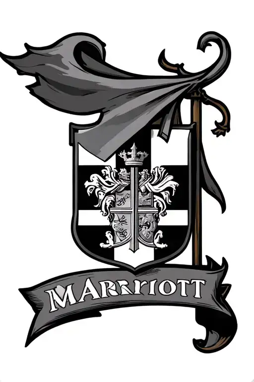 Ai Generated Tattoo With The Marriott Coat Of Arms And Flag Of William The Conqueror