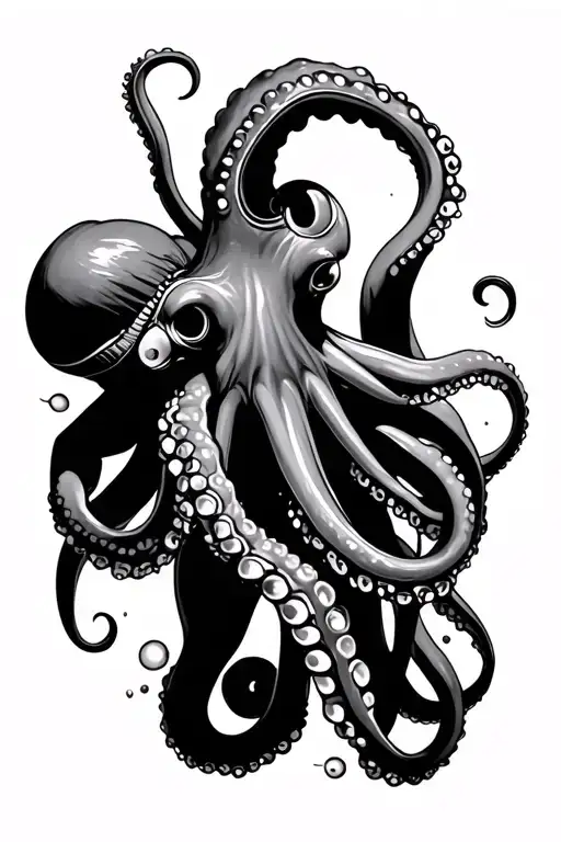 Scuba Diver Exploring With An Octopus Grabbing Its Leg