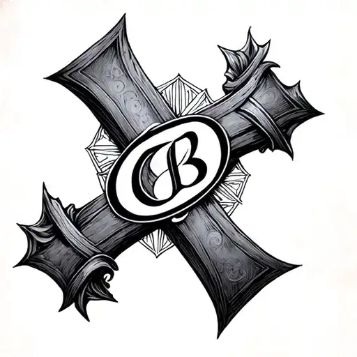 Cross With The Initials C And B Wrapped Around It With The Nicene Creed Under It