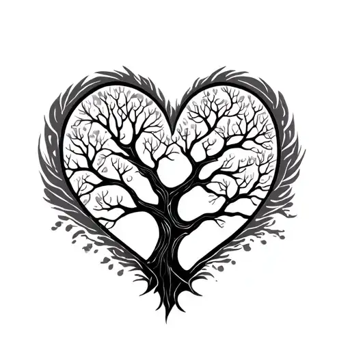 Tree Heart Shape Outline