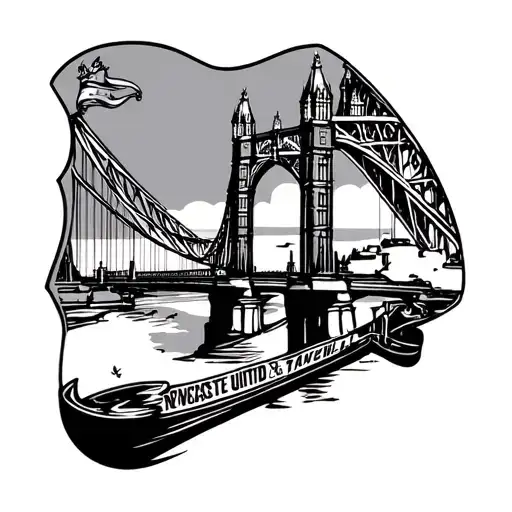 Newcastle Utd Badge Surrounded With The Tyne Bridge