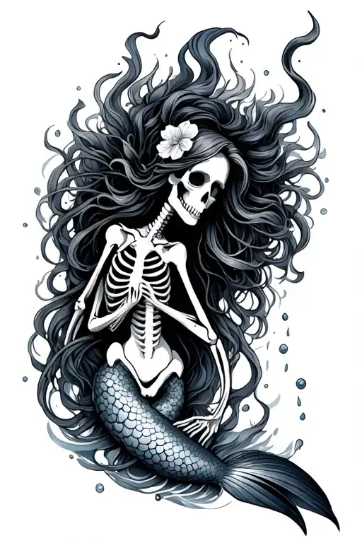 Mermaid Part Skeleton Part Real With Water Element