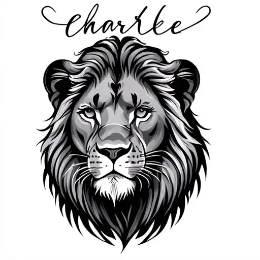 The Name Charlee In Cursive With Lioness Surrounded