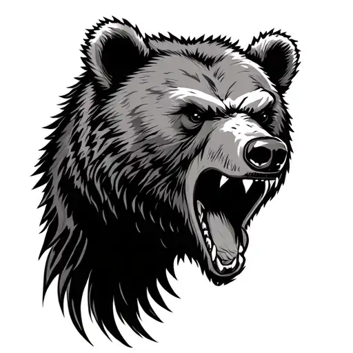 Angry Grizzly Bear Head