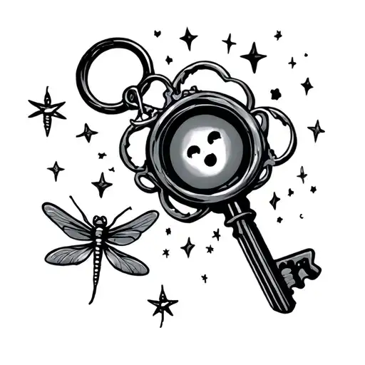 Button Key From Coraline With Firefly And Stars