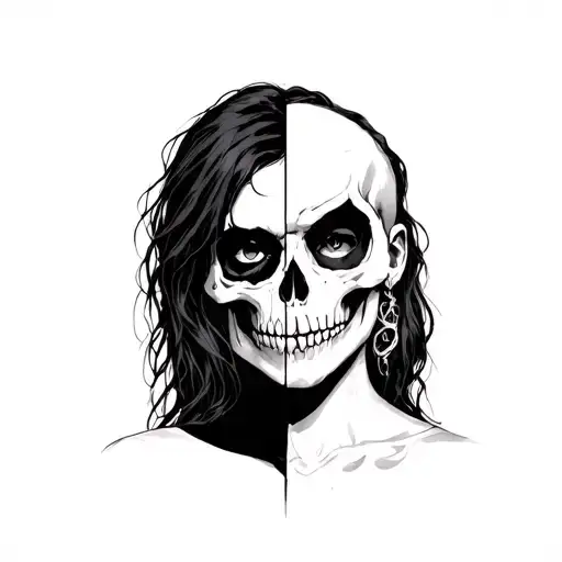 Death From The Sandman Comics With Half Her Normal Face And Half Skull