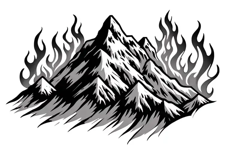 Mountain On Fire Flames