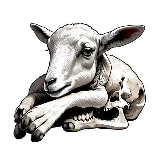 A Lamb With Its Foot On A Skull