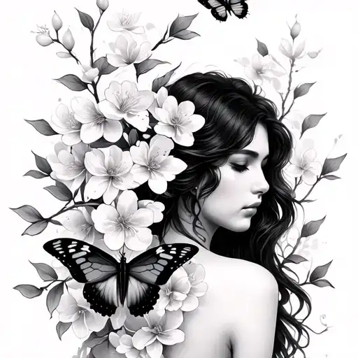 Sagittarius Woman Cherry Blossom With Butterfly