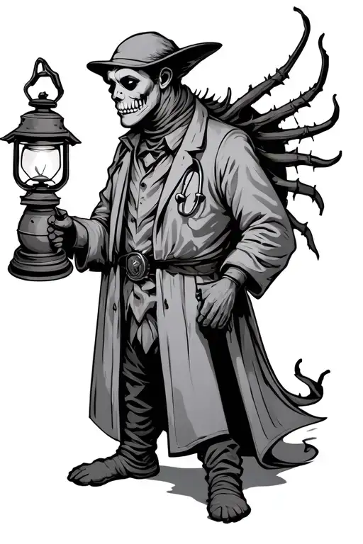 Pest Doctor Holding A Lantern