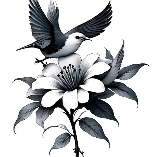 Flower With Stem Turning Into Birds