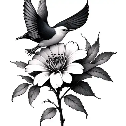 Flower With Stem Turning Into Birds